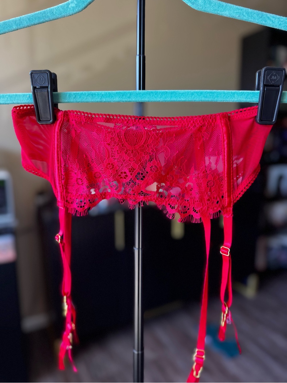 Seven til Midnight Red Lace Garter Belt